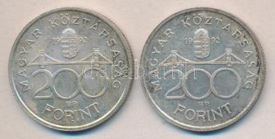 1992. 200Ft Ag "MNB" (2x) T:2
