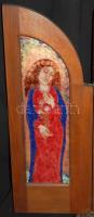 Zsóri Balogh Erzsébet: Tűzzománc szárnyasoltár fa kerettel. / 
Enameled altar. 100x90 cm