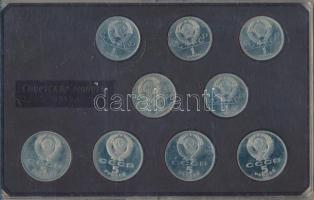 Szovjetunió 1977-1990. 1R (5x) + 5R (4x) mind klf motívummal, műanyag tokban T:PP Soviet Union 1977-1990. 1 Ruble (5x) + 5 Rubles (4x) all of them with different motives in plastic case C:PP
