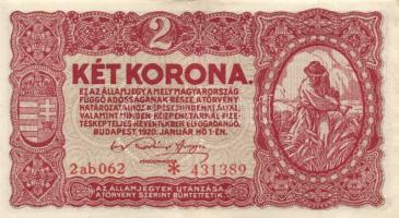 1920. 1K (6x) kétféle sorszámozás + 2K (7x) kétféle sorszámozás, közte egymáshoz közeli sorszámúak i...