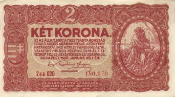 1920. 1K (6x) kétféle sorszámozás + 2K (7x) kétféle sorszámozás, közte egymáshoz közeli sorszámúak i...
