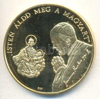 Bognár György (1944-) / Lebó Ferenc (1960-) 1991. "II.János Pál pápa látogatása - Budapest" aranyozott emlékérem (d=43mm) T:PP
