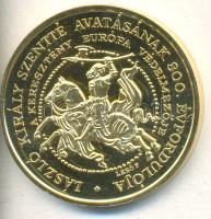 Lebó Ferenc (1960-) 1992. "László király szentté avatásának 800. évfordulója / Nagyvárad alapításának 900. évfordulója" aranyozott emlékérem (43mm) T:BU