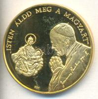 Bognár György (1944-) 1991. "II.János Pál pápa látogatása - Debrecen" aranyozott piefort emlékérem (d=65mm) T:PP