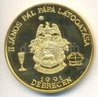 Bognár György (1944-) 1991. "II.János Pál pápa látogatása - Debrecen" aranyozott piefort e...