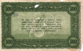 1920-as évek eleje 500K vásárlási visszatérítés T:III-
