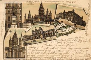 Mainz mit Bahnhof Litho