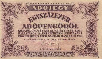 1946. 10.000AP + 50.000AP + 100.000AP (5x) kétféle papír + 500.000AP (3x) kétféle papír + 100.000.00...