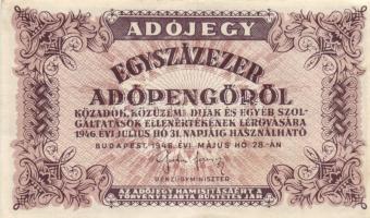 1946. 10.000AP + 50.000AP + 100.000AP (5x) kétféle papír + 500.000AP (3x) kétféle papír + 100.000.00...