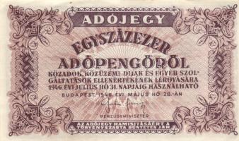 1946. 10.000AP + 50.000AP + 100.000AP (5x) kétféle papír + 500.000AP (3x) kétféle papír + 100.000.00...