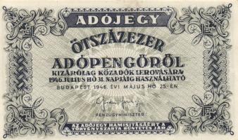1946. 10.000AP + 50.000AP + 100.000AP (5x) kétféle papír + 500.000AP (3x) kétféle papír + 100.000.00...