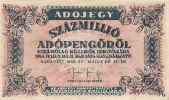 1946. 10.000AP + 50.000AP + 100.000AP (5x) kétféle papír + 500.000AP (3x) kétféle papír + 100.000.00...