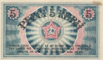 Lettország/Riga szovjet munkásküldöttek kiadása 1919. 5R piros-kék T:I-
Latvia/Riga's workers d...