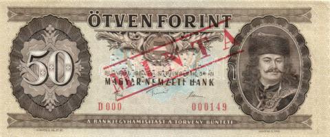 1980. 50Ft "D 000 000149" "MINTA" perforációval és felülnyomással T:I