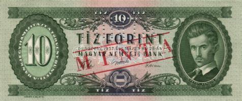 1957. 10Ft "MINTA" perforációval és felülnyomással T:I(minimális sarokkopás)