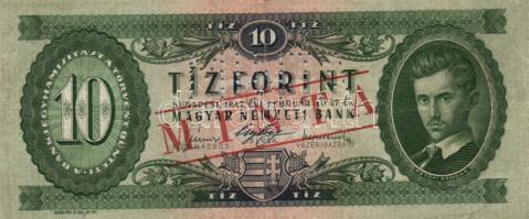 1947. 10Ft "MINTA" perforációval és felülnyomással A + számozás  T:III