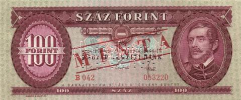 1968. 100Ft "MINTA" perforációval és felülnyomással B + számozás T:I