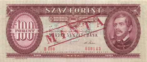 1980. 100Ft "MINTA" perforációval és felülnyomással, B 000 + számozás T:I