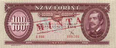 1975. 100Ft "MINTA" perforációval és felülnyomással, B 000 + számozás T:I