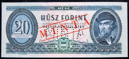 1965. 20Ft "MINTA" perforációval és felülnyomással, C 129 + számozás T:I-(felső szél kissé...