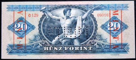 1965. 20Ft "MINTA" perforációval és felülnyomással, C 129 + számozás T:I-(felső szél kissé...