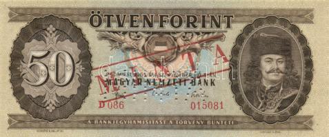 1965. 50Ft "MINTA" perforációval és felülnyomással "D 086" T:I