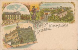 Radebeul with railway station, restaurant, post office litho (fl)