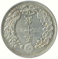 Japán 1897. 50S Ag (Mutsuhito uralkodása) "Babérkoszorú, érték és krizantén / Sárkány" (13.42g) T:2,2- /  Japan 1897. 50 Sen Ag (ruler Mutsuhito) "Value within wreath, chrysanthemum above / Dragon within beaded circle with 3 legends separated by dots around border" (13.42g) C:XF,VF Krause Y25