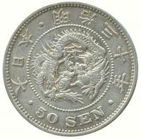 Japán 1897. 50S Ag (Mutsuhito uralkodása) "Babérkoszorú, érték és krizantén / Sárkány" (13...