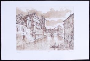 Blahos Rudolf (1917-1986): Velence, rézkarc 90/100, papír, jelzett, 30x38 cm