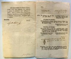 1795 Helytartótanácsi leírat Lipót nádor saját kezű aláírásával. Sok érdekes ügy: török közlemények réznyomatos írásképe, levél 5 db betétlappal, összesen 8 nyomtatott oldallal /  1795 Ex offo letter of the Governing council with autograph signature of Leopold palatin. 8 printed pages.