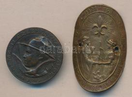 1926. Nemzeti Cserkész Nagytábor" Br kitűző T:2-(tű letört + 1931. "Magyar Cserkész Szövetség IX. Kerülete Debrecen" Br botjelvény T:2-