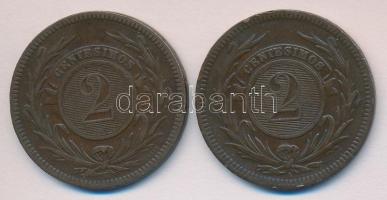 Uruguay 1869A/H 2c Br (2x) T:2-
Uruguay 1869A/H 2 Centesimos Br (2x) C:VF