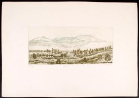 Blahos Rudolf (1917-1986): Badacsony, rézkarc 97/100, papír, jelzett, 30x38 cm