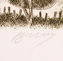 Blahos Rudolf (1917-1986): Badacsony, rézkarc 97/100, papír, jelzett, 30x38 cm