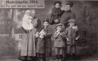 Military WWI, soldier with his family