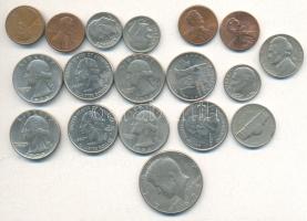 Amerikai Egyesült Államok 2,94$ névértékű váltópénz, összesen 18db T:vegyes USA metal coins in a value of 2,94 Dollars C:mixed