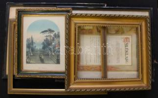 Nagy keret tétel: 12db különböző méretű és állapotú ízléses képkeret üvegezéssel és anélkül /
Pictur...