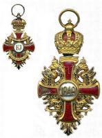 ~1870. "Ferenc József-rend lovagkeresztje" aranyozott bronz kitüntetés miniatűrrel! 
Karik...