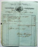 1847 A szentháromsághoz címzett (Zur heiligen Dreifaltigkeit) városi patika díszes fejléces számlája / Pharmacist's invoice