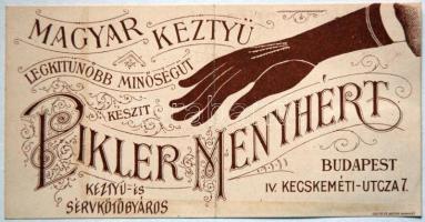 1902 Budapest V. Pikler Menyhért keztyü- és sérvkötőgyáros reklámos számlája illetékbélyeggel / Gloves and trusses makers invoice with document stamp