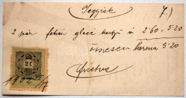 1902 Budapest V. Pikler Menyhért keztyü- és sérvkötőgyáros reklámos számlája illetékbélyeggel /
Glov...