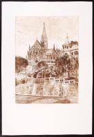 Blahos Rudolf (1917-1986): Halászbástya, rézkarc, papír, jelzés nélkül, 40×30 cm