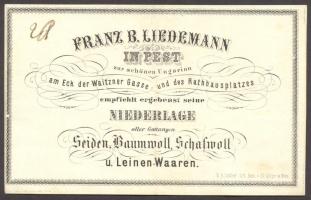 1857 Franz B. Liedemann selyem-, gyapot-, gyapjú- és lenárus reklámos számlája / Invoice of a store of silk cotton wool and linen