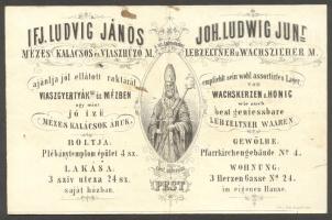 1864 Ifj. Ludvig János mézeskalácsos és viaszhúzó mester reklámos számlája / Honey cake and wax master's invoice