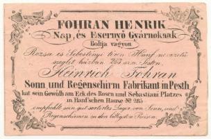 cca 1840 Budapest V. Fohran Henrik nap- és esernyő gyáros reklámos számlája / Invoice of an umbrella maker