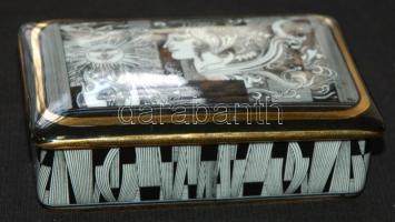 Szász Endre által tervezett Hollóházi jelzett porcelán ékszeres doboz hibátlan állapotban / Faces de...