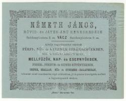 1897 Németh János váci rövid- és játékáru kereskedésének reklámos számlája illetékbélyeggel / Shopkeeper's invoice with document stamp