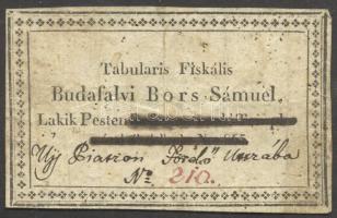 cca 1820 Budafalvi Bors Sámuel királyi táblai ügyvéd és szépíró névjegykártyája / Business card of a jurist and writer