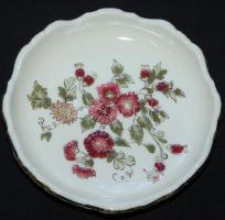 Kézzel festett aranyozott sorszámozott boglárkákkal díszített jelzett Zsolnay porcelán tál hibátlan állapotban / Handpainted golded numbered Zsolnay chinaware bowl in flawless condition d:12,5cm